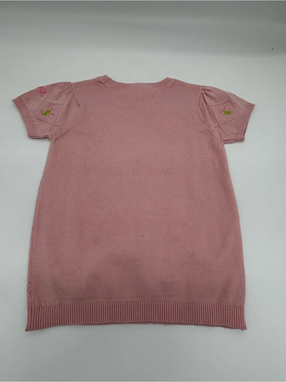 Gymboree Girls Short Sleeve Sweater in Pink with Flowers and Bows Size 8 (NWT)